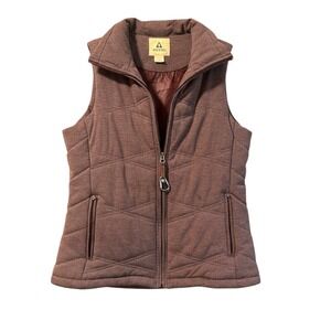 Ascend Women Quilted Puffer Vest Athleisure Rose Purple Zip Large